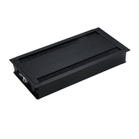 Caja organizadora de cables cuadrada de aleación de aluminio para escritorio de oficina con cepillo