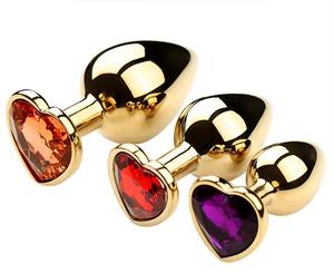 <span class=keywords><strong>Anal</strong></span> <span class=keywords><strong>Plug</strong></span> Bentuk Hati dari Paduan Aluminium Emas, Ramah Pemula, Mudah Dimasukkan, Mudah Dibersihkan, Multi-Warna, 3 Ukuran - Product Image 1
