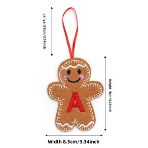 Pendentif de Noël en forme de bonhomme en pain d'épices, en tissu écologique, personnalisable, pour les fêtes - Product Image 5