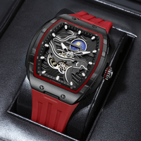 Vente en gros 3d Grande Muraille Cadran Squelette Montres Mécaniques Baril Creux Lumineux Sport Rétro Bracelet Caoutchouc Montre-Bracelet Automatique