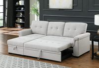 Sofá Cama en Forma de L de Color Beige, 3 Plazas, con Cama Extraíble, Sofá Cama con Espacio de Almacenamiento para Sala de Estar y Apartamento