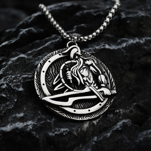 Yunnique-collar con colgante de guerrero vikingo para hombre, de acero inoxidable, diseño de espada, asimetría, joyería geométrica para regalo - Product Image 1