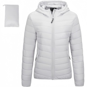 Bulk-Customizable Women's <b>Lightweight</b> Packable Hooded Puffer - Quilted Windproof Winter <b>Coat</b> - Product Image 2