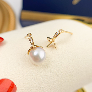 Accessoires en argent S925 pour la création de bijoux, magnifique support vide pour boucles d'oreilles avec perles rondes de 7 à 9 mm, kit d'accessoires 20876 - Product Image 3