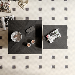 Modern Wood Nesting Coffee Table <b>Set</b> 2-Piece Cylindrical Fluted Pedestal Eco-Friendly Durable Living Room Furniture - Product Image 6