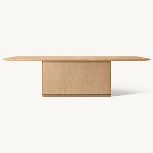 طاولة طعام RH Ligne ذات قاعدة، طاولة مستطيلة من الخشب الصلب بقاعدة بسيطة، للمطبخ العصري والمطعم - Product Image 3