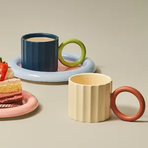 260ML Personalized Coffee Cup Ceramic New Creative Color Big Ear European Style Ceramic Coffee Mug Tea Cups