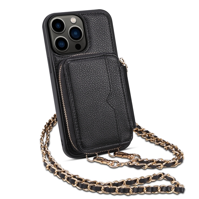 Wallet Crossbody for iPhone 12/13/14 ProMax Phone Case with Lanyard Strap Cover, PU Protective Handbag Zipper for Samsung