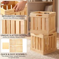 Cube de rangement moderne en bambou avec poignée, panier fait main, boîte décorative pour ranger les jouets
