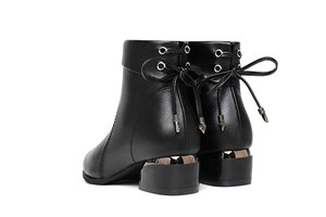 Istapromo รองเท้าแพลตฟอร์มลูกไม้คลาสสิกของผู้หญิง, รองเท้าซิปสีดำลำลองฤดูหนาวพร้อมบูทหุ้มข้อส้นสูงบาง - Product Image 5