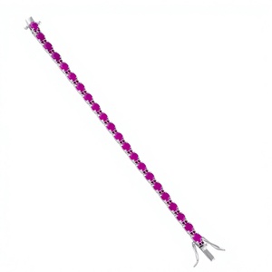 Luxury Ruby Gemstone <b>Bracelet</b> in <b>925</b> <b>Sterling</b> <b>Silver</b> with Rhodium Plating and Prong Setting for Unisex Women Wedding Gift - Product Image 2