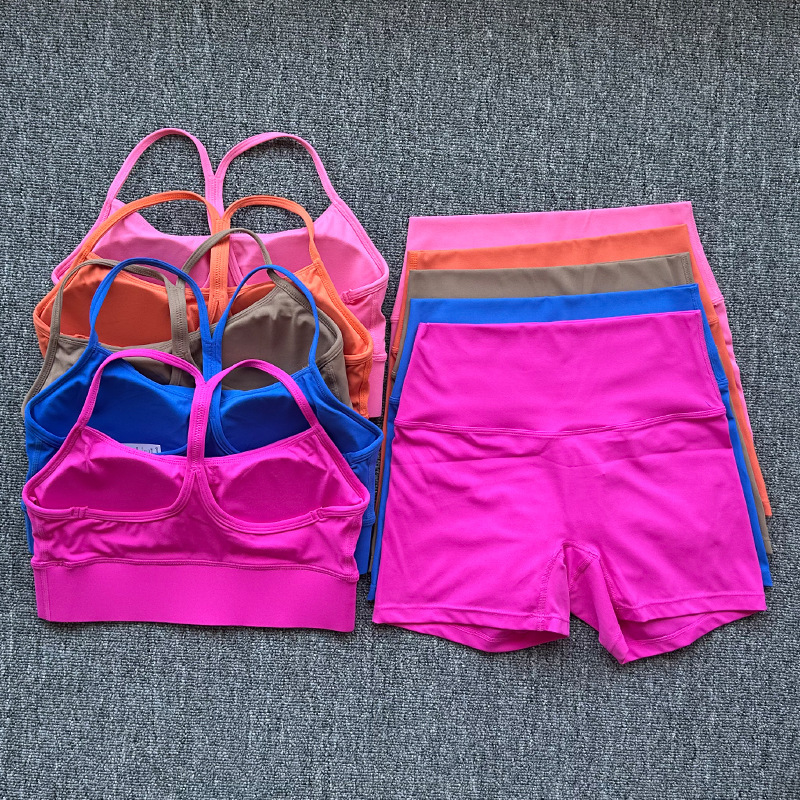 Yoga Shorts Set Women Breathable Lightweight 2-Piece Elastic Waist Sports Fitness Clothing Wholesale Athletic Set