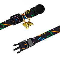 Collier de sécurité réglable pour chaton, motif chat porte-bonheur graffiti Kawaii, avec boucle de sécurité détachable, en coton et polyester, vente en gros