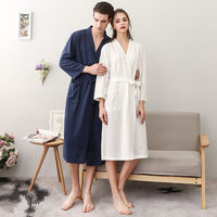 Peignoir d'hôtel OEM en tissu gaufré long, séchage rapide, léger, style kimono, unisexe, avec cordon de serrage, pour spa d'hiver, vente en gros