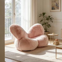 Fauteuil lounge moderne de luxe rose en forme de papillon, fauteuil moelleux en velours doux, siège d'appoint confortable, mobilier de chambre à coucher