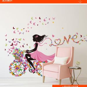 Fleur <span class=keywords><strong>romantique</strong></span> fée balançoire elfe fille papillon autocollants en verre pour salon chaud enfants <span class=keywords><strong>chambre</strong></span> pour mur de fond décoratif - Product Image 4