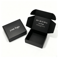 Boîte d'expédition en carton ondulé noir mat avec logo personnalisé imprimé pour vêtements, cosmétiques, bijoux, cadeaux, impression intérieure personnalisée disponible