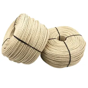 Natural Color 4MM 3 Strands Twisted Waterproof Paper Rope For Chair Weaving Knitted 1kg Roll Packing