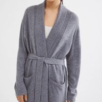 Robe en cachemire, mélange de soie et de cachemire, pour femme, blanche, super douce, longue, tricotée, avec ceinture
