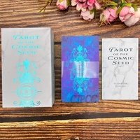 Cartes de tarot personnalisées, feuille d'or rouge, cartes d'oracle, jeu d'affirmation avec dessins et boîte