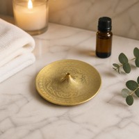 Ensemble de porte-encens en laiton sur mesure, 3 tailles, brûleur OEM, cendrier, vente en gros, méditation, yoga, style japonais Zen, poli à la main