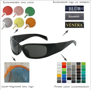 Nouveau Y2K Designer lunettes de soleil pour femmes et hommes luxe ovale sport Punk lunettes de soleil avec miroir coloré vert cadre Transparent - Product Image 3