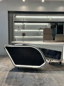 Bàn làm việc đa năng hình chữ nhật kiểu dáng máy bay khoa học viễn tưởng, đèn LED, dành cho giám đốc điều hành, CEO, quản lý, chủ tịch - Product Image 3