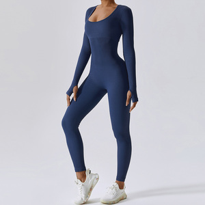 Combinaisons de Yoga grande taille sans couture pour filles, combinaisons de sport une pièce à manches longues - Product Image 4