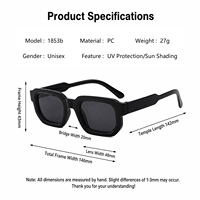 Lunettes de soleil tendance Sunray OEM&ODM, monture PC, verres PC, noir brillant, géométriques, pour hommes et femmes, style urbain, usage quotidien