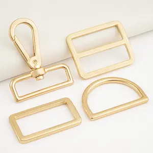 Bag Hardware Supplies 38mm Snap Hooks Wholesale 1.5 Inch D Ring Gold Rectangle Buckle Metal Adjustable Slider Buckle for Handbag