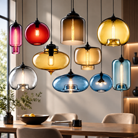 Luminaire suspendu en verre coloré moderne, lampe artistique de luxe pour hôtel, restaurant, salle à manger et îlot de cuisine
