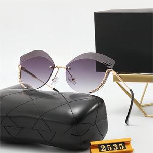 Lunettes de soleil élégantes pour femmes, forme œil de chat, sans monture, vintage, rétro, métal, bleu, violet, <span class=keywords><strong>gris</strong></span>, verres unisexes, lunettes de soleil tendance - Product Image 2