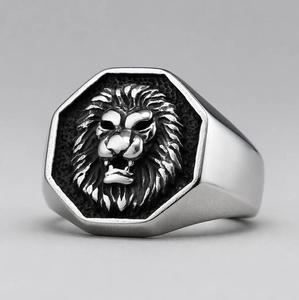Engraved Unique Compass Tree Lion Dragon Goat Head Skull Stainless Steel Signet Rings for <strong>Men</strong> Custom - Product Image 3