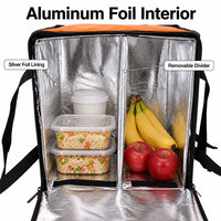 Sac isotherme imperméable orange avec fermeture éclair étanche, anneaux en D, poignée rembourrée, chargement par le haut, doublure en feuille d'aluminium, sac de livraison alimentaire