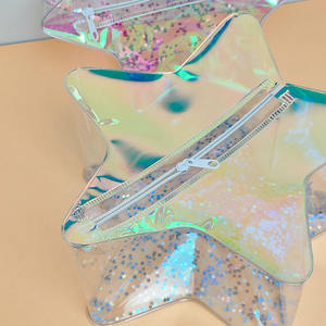 Custom iridescente in PVC stelle Glitter sacchetti cosmetici Laser PVC sacchetto compatto borsa per la conservazione di trucco da viaggio e uso quotidiano - Product Image 5