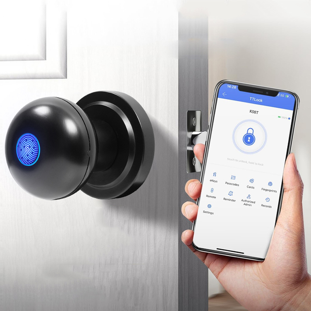 Tuya App Electronic Home Fingerprint Smart Apartment Security Intelligent Smart Handle Lock Ball Knob