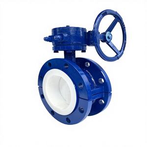 Vanne papillon à bride D341F46 à turbine manuelle, entièrement revêtue de PTFE, résistante à la corrosion, résistante aux acides et aux alcalis, vanne à eau - Product Image 3