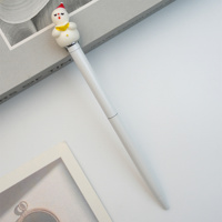Lot en gros de stylos à bille métalliques 3D en forme de bonhomme de neige avec capuchon, corps fin, logo personnalisé, ensemble de cadeaux pour fête de Noël
