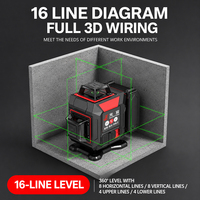 Nouveau niveau laser 3D 4D à 16 lignes, étanche IP54, résistant aux chocs, rechargeable, avec télécommande pour la mise en plan des intérieurs