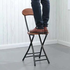 Folding Chair Metal Legs Artificial Board Minimalist Design Foldable Dining Chair Modern Style Portable Stool Chair - Product Image 4