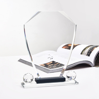 Trophée en cristal de style simple pour entreprise, souvenir sportif, sublimation vierge, avec base noire