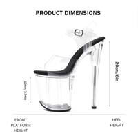Sandales à plateforme à talon haut pour femmes, 20 cm / 8 pouces, en PVC de haute qualité, avec bride à la cheville, chaussures de pole dance