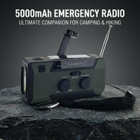 Radio Solar con Altavoz Integrado, Alarma SOS, Linterna, Banco de Energía de 5000 mAh, Equipo de Supervivencia Portátil, Kit de Herramientas de Emergencia