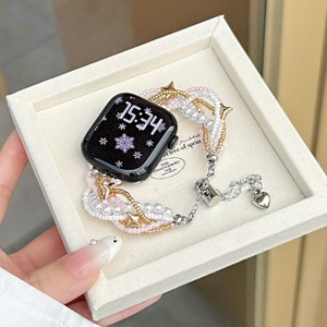 Correa de Reloj de Perlas de Lujo para Reloj Inteligente de 38-49 mm, Estilo Joyería, Cadena para Mujer, Regalo - Product Image 4