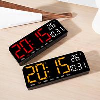 Jam Dinding Digital LED Layar Besar Sederhana AIKS Multi Data Temperatur Tanggal Hari Kerja Jam Meja Dua Alarm Timer OEM