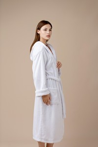 100% katun terry 5 star hotel jubah mandi wanita kustom bordir logo kain katun jubah mandi bertudung uniseks
