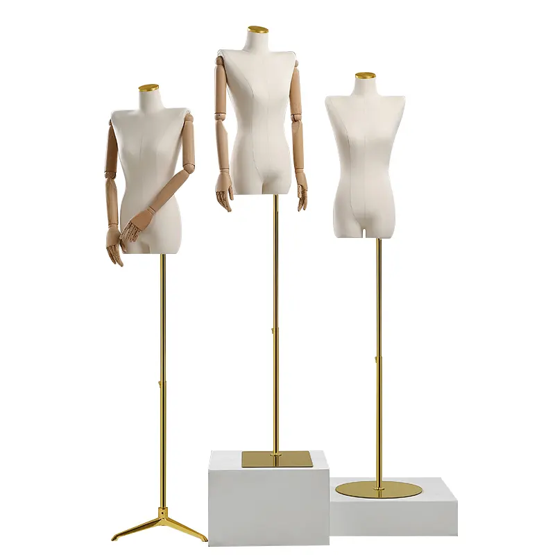 Clothing Display Body Dressmaker Dummy Dress Form Mannequin Female Half With Wooden Arms