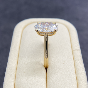 Custom14k Gold Oval schliff 3ct <span class=keywords><strong>E</strong></span> VS IGI Diamantring aus Labor anbau mit versteckter Halo-Einstellung Fancy Cut Lab CVD Diamantring - Product Image 3