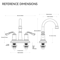 Robinet mélangeur de salle de bain Health CUPC Centerset haut de gamme, classique, col de cygne, nickel brossé, zinc, 2 poignées, 2 trous