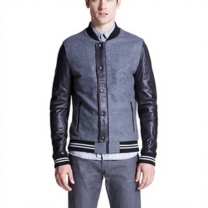 KVJ26 Veste universitaire en laine coupe ajustée pour hommes, confortable et classique, style letterman, broderie sans col, design d'hiver formel - Product Image 6